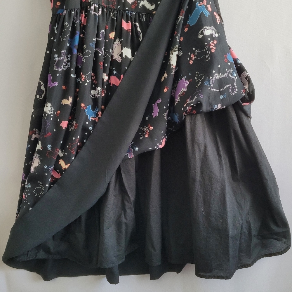 Erin Fetherston Target Slip Babydoll Dress Juniors 9 Black Novelty Flare Rabbit - Picture 9 of 13
